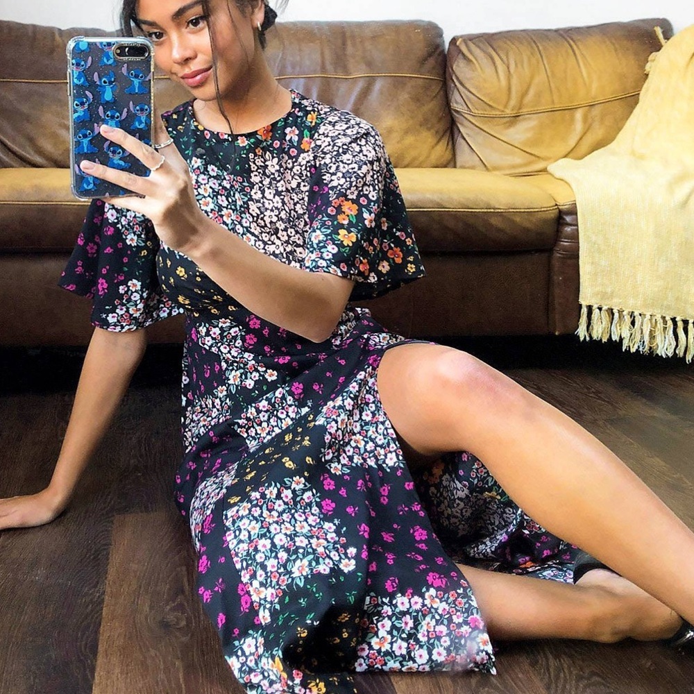 ASOS Floral Patchwork Midi Dress - Multicolor